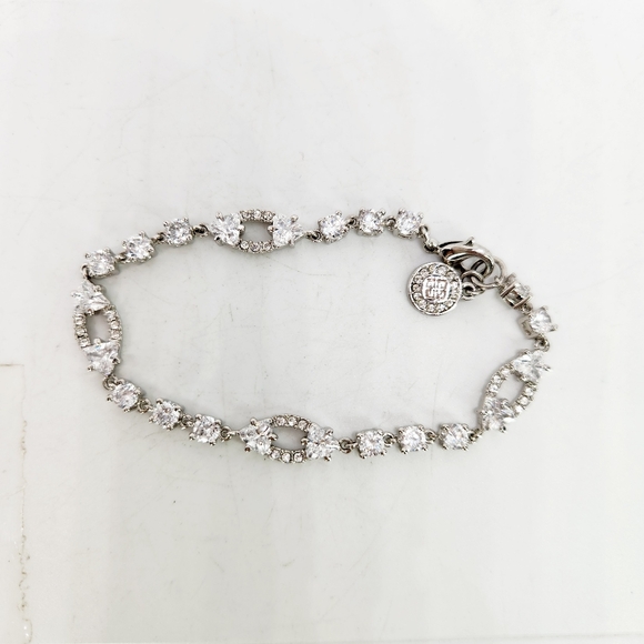 Givenchy Tennis Bracelet Crystal Rhinestone Bridal Silver Tone High End Designer - Picture 1 of 8